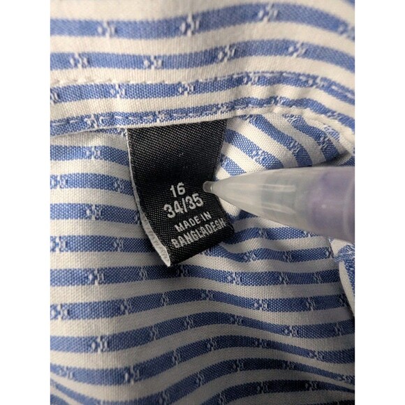 Van Heusen Men's Regular Fit Pinstripe Long Sleeve Dress Shirt Blue 16 34/35 - Picture 10 of 13